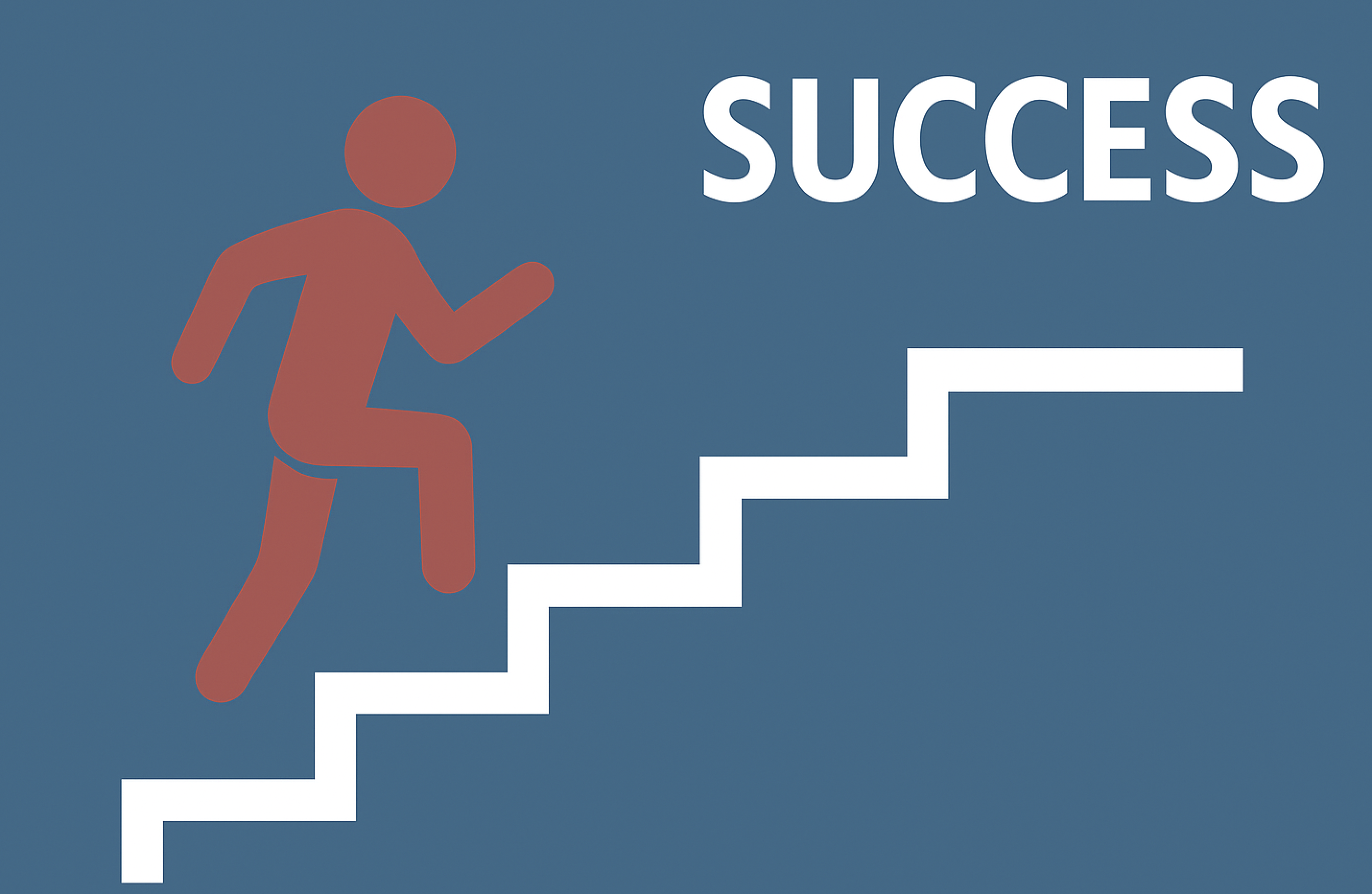 2D εικονογράφηση με φιγούρα που ανεβαίνει σκάλες προς την επιτυχία — συμβολίζει πρόοδο και στόχους στη διπλωματική εργασία